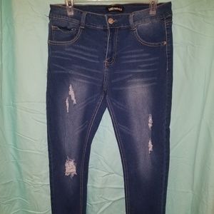 Love Revival Distressed Raw  High Low Hem Jeans